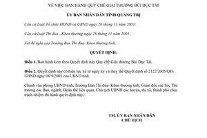 Quyết định 2407/QĐ-UBND năm 2010 Quy chế Giải thưởng Bùi Dục Tài Quảng Trị