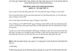 Nghị quyết 07/2010/NQ-HĐND mức thu phân cấp thu nộp quản lý sử dụng phí vệ sinh tỉnh Khánh Hòa