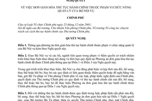 Nghị quyết 54/NQ-CP đơn giản hóa thủ tục hành chính