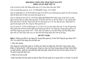 Nghị quyết 31/2010/ NQ-HĐND Đề án xây dựng lực lượng Dân quân tự vệ Thái Nguyên