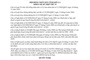 Nghị quyết 355/NQ-HĐND thông qua Quy hoạch phát triển giao thông vận tải Sơn La