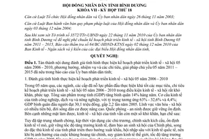 Nghị quyết 30/2010/NQ-HĐND7 kế hoạch phát triển kinh tế - xã hội tỉnh Bình Dương
