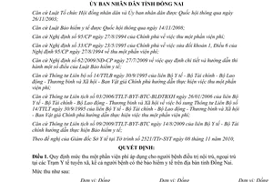 Quyết định 76/2010/QĐ-UBND mức thu một phần viện phí tại các Trạm Y tế Đồng Nai