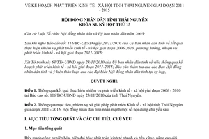 Nghị quyết 34/2010/NQ-HĐND kế hoạch phát triển kinh tế xã hội Thái Nguyên