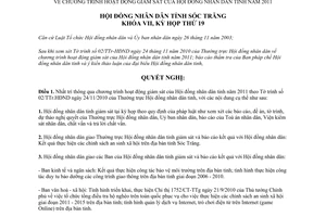 Nghị quyết 30/2010/NQ-HĐND chương trình hoạt động giám sát Hội đồng nhân dân