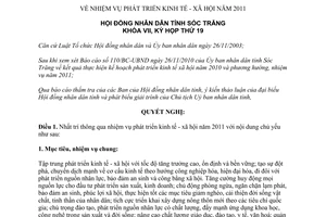 Nghị quyết 10/2010/NQ-HĐND nhiệm vụ phát triển kinh tế xã hội năm 2011