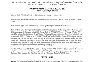 Nghị quyết 28/2010/NQ-HĐND chuyển đổi loại hình trường bán công sang công lập Quảng Trị