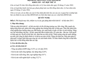 Nghị quyết 62/2010/NQ-HĐND mục tiêu nhiệm vụ phát triển kinh tế xã hội 2011