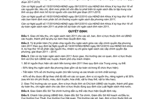Quyết định 558/QĐ-UBND năm 2010 giao dự toán ngân sách địa phương năm 2011