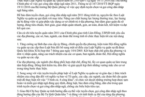 Chỉ thị 08/2010/CT-UBND tuyển chọn và gọi công dân nhập ngũ năm 2011 Lâm Đồng