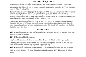 Nghị quyết 162/2010/NQ-HĐND kế hoạch phát triển kinh tế xã hội 2011 Hòa Bình