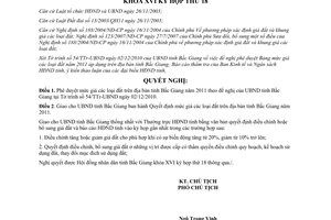 Nghị quyết 33/NQ-HĐND 2010 phê duyệt Bảng mức giá đất 2011 Bắc Giang