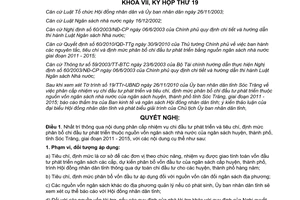 Nghị quyết 14/2010/NQ-HĐND định mức phân bổ chi đầu tư phát triển nguồn vốn ngân sách Sóc Trăng 2011 2015