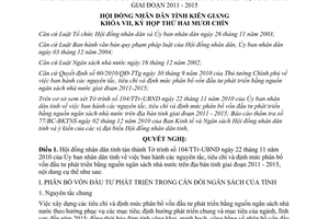 Nghị quyết 137/2010/NQ-HĐND định mức phân bổ vốn đầu tư phát triển bằng nguồn ngân sách Kiên Giang 2011 2015