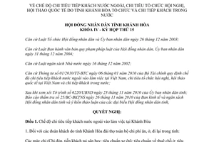 Nghị quyết 10/2010/NQ-HĐND chi tiêu tiếp khách nước ngoài tổ chức hội nghị Khánh Hòa