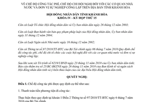 Nghị quyết 09/2010/NQ-HĐND công tác phí chế độ chi hội nghị cơ quan nhà nước Khánh Hòa