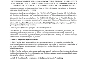 Circular No. 38/2010/TT-BGDĐT training and doctoral training suspension of enrollment