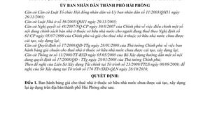 Quyết định 2224/QĐ-UBND bảng giá cho thuê nhà ở thuộc sở hữu nhà nước