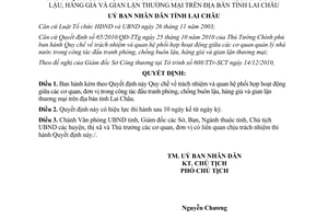 Quyết định 33/2010/QĐ-UBND phòng chống buôn lậu hàng giả gian lận thương mại Lai Châu