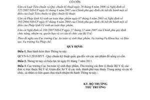 Thông tư 45/2010/TT-BYT Quy chuẩn kỹ thuật quốc gia sản phẩm đồ uống có cồn