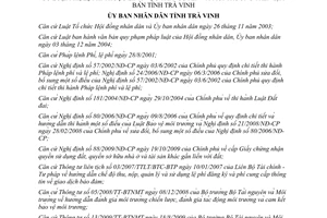 Quyết định 11/2010/QĐ-UBND phí lệ phí lĩnh vực tài nguyên môi trường Trà Vinh