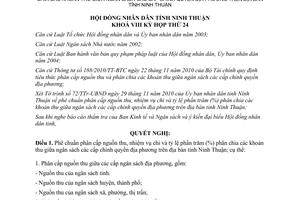 Nghị quyết 22/2010/NQ-HĐND phê chuẩn phân cấp nguồn thu nhiệm vụ chi