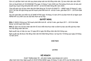 Nghị quyết 30/2010/NQ-HĐND thông qua Kế hoạch phát triển kinh tế xã hội 5 năm