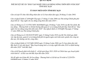 Quyết định 2811/QĐ-UBND năm 2010 Đề án Đào tạo nghề lao động nông thôn Bắc Kạn