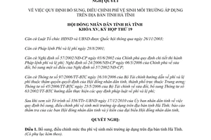 Nghị quyết số 139/2010/NQ-HĐND phí vệ sinh môi trường Hà Tĩnh