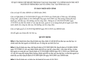 Quyết định 39/2010/QĐ-UBND hỗ trợ đào tạo sau đại học thu hút người có trình độ
