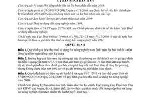 Quyết định 38/2010/QĐ-UBND giá thóc tính thuế sử dụng đất nông nghiệp Gia Lai