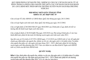 Nghị quyết 136/2010/NQ-HĐND quy định phân cấp nguồn thu nhiệm vụ chi các cấp