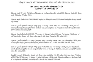 Nghị quyết 171/2010/NQ-HĐND quy hoạch xây dựng vùng Phú Yên đến năm 2025