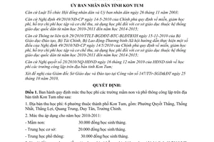 Quyết định 49/2010/QĐ-UBND mức thu học phí trường công lập Kon Tum