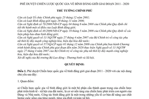 Quyết định 2351/QĐ-TTg phê duyệt Chiến lược quốc gia bình đẳng giới