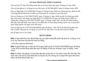 Quyết định 2491/QĐ-UBND phân cấp quản lý sử dụng và xử lý tài sản nhà nước Cao Bằng 2010