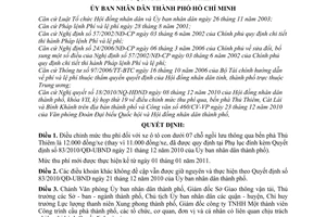 Quyết định 91/2010/QĐ-UBND điều chỉnh mức thu phí xe ô tô con dưới 07 chỗ