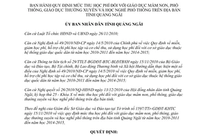 Quyết định 37/2010/QĐ-UBND mức thu học phí giáo dục mầm non phổ thông thường xuyên học nghề Quảng Ngãi
