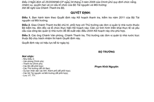 Quyết định 2486/QĐ-BTNMT Kế hoạch thanh tra, kiểm tra năm 2011