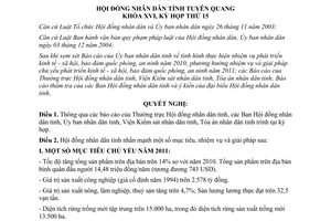 Nghị quyết 24/2010/NQ-HĐND phát triển kinh tế xã hội 2011 Tuyên Quang