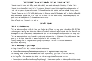 Quyết định 3690/QĐ-UBND 2010 cơ cấu tổ chức Chi cục Văn thư  Lưu trữ trực thuộc Sở Nội vụ Cần Thơ