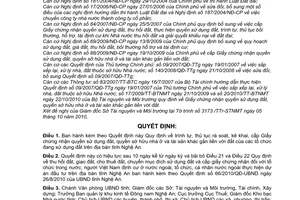 Quyết định 108/2010/QĐ-UBND trình tự thủ tục rà soát kê khai cấp giấy chứng nhận