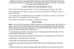 Quyết định 47/2010/QĐ-UBND sửa đổi quy định trợ cấp người có công Đà Nẵng