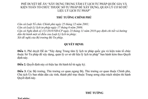 Quyết định 2369/QĐ-TTg phê duyệt Đề án Xây dựng Trung tâm lý lịch tư pháp