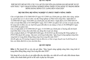 Quyết định 2049/QĐ-BNN-KH  phê duyệt Hồ sơ yêu cầu lập Tổ chuyên gia