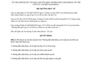 Quyết định 5231/QĐ-BYT phê duyệt tài liệu chuyên môn “Hướng dẫn chẩn đoán