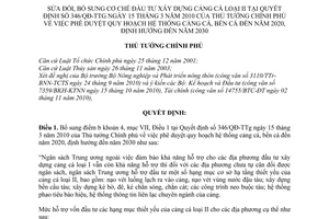 Quyết định 2374/QĐ-TTg  sửa đổi cơ chế đầu tư xây dựng cảng cá loại II