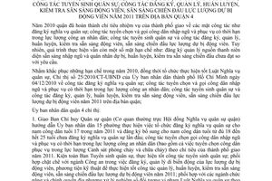 Chỉ thị 06/2010/CT-UBND công tác đăng ký nghĩa vụ quân sự