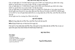 Quyết định số 1144 /QĐ-BXD Công nhận thị xã Phú Thọ, tỉnh Phú Thọ l