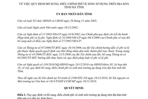 Quyết định 28/2010/QĐ-UBND bổ sung phí vệ sinh môi trường Hà Tĩnh